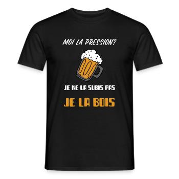 Moi la pression? je ne la subis pas je la bois - T-shirt homme - noir - Devant - AI Model Male 178 light (178cm)
