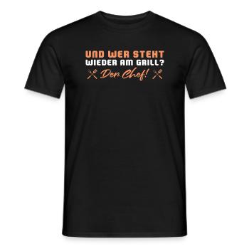 Wer steht wieder am Grill Der Chef - Männer T-Shirt - Schwarz - Vorne - AI Model Male 178 light (178cm)