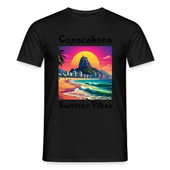 Copacabana Summer Vibes Summer, Sun, Brazil - Men's T-Shirt - black - Front - AI Model Male 178 light (178cm)