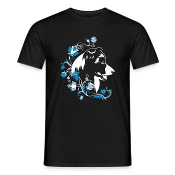 Border Collie Flowers 3 - Männer T-Shirt - Schwarz - Vorne - AI Model Male 178 light (178cm)