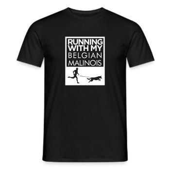 Maillot de course malinois - T-shirt homme - noir - Devant - AI Model Male 178 light (178cm)