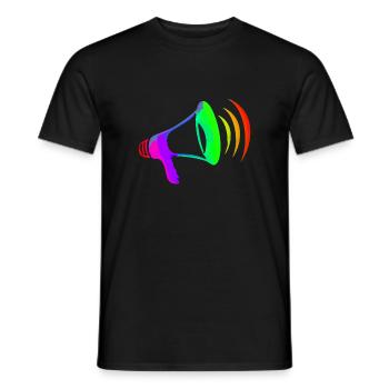 Megafoon kleurrijk - Heren T-shirt - zwart - Voor - AI Model Male 178 light (178cm)