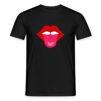 Mouth with tongue | Sticking out tongue cheeky funny - Men's T-Shirt - black - Front - AI Model Male 178 light (178cm)