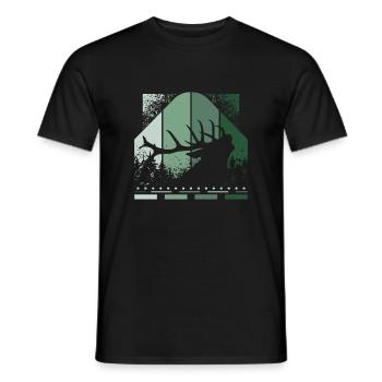 Retro deer - Men's T-Shirt - black - Front - AI Model Male 178 light (178cm)