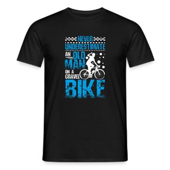 Old man on a Gravel bike - Men's T-Shirt - black - Front - AI Model Male 178 light (178cm)