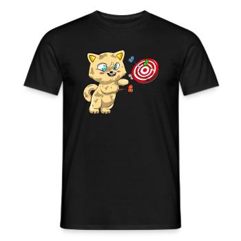 Cat Playing Darts - Men's T-Shirt - black - Front - AI Model Male 178 light (178cm)