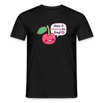 Cute Cherry Have A Cherryfic Day Funny - Men's T-Shirt - black - Front - AI Model Male 178 light (178cm)