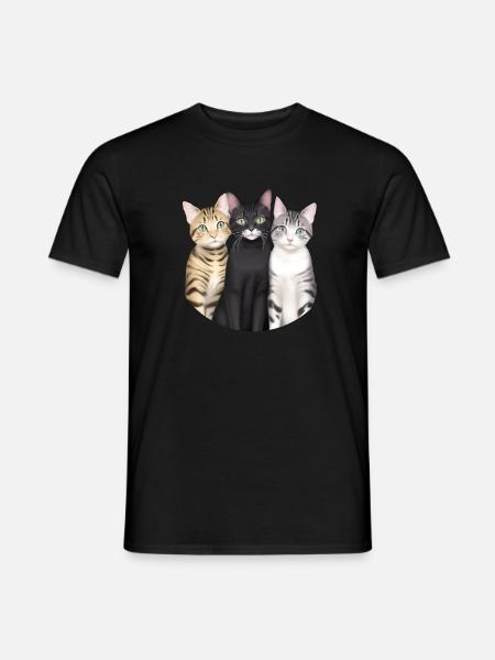 3 chats mignons - T-shirt homme - noir