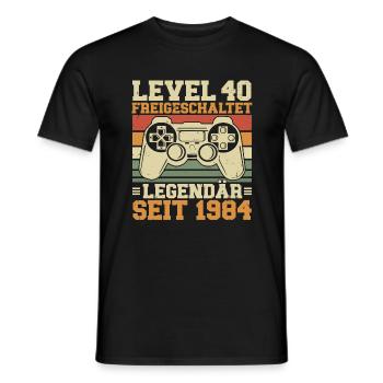 Level 40 freigeschaltet Legendär seit 1984 - Männer T-Shirt - Schwarz - Vorne - AI Model Male 178 light (178cm)