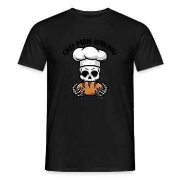 Lustiger Bäcker Skull mit Brot. Alter Mann backt - Männer T-Shirt - Schwarz - Vorne - AI Model Male 178 light (178cm)