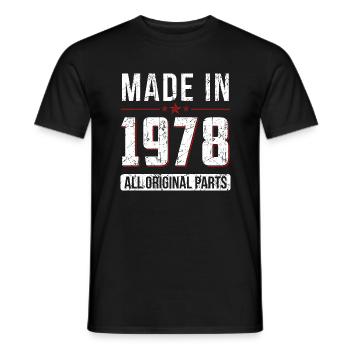 Fabriqué en 1978 Toutes les pièces d'origine - Anniversaire - T-shirt homme - noir - Devant - AI Model Male 178 light (178cm)