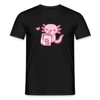 Mignon Axolotl aime le doodle au lait de fraise - T-shirt homme - noir - Devant - AI Model Male 178 light (178cm)