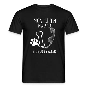 Citation Drôle Chien Appelle Au Téléphone - T-shirt homme - noir - Devant - AI Model Male 178 light (178cm)