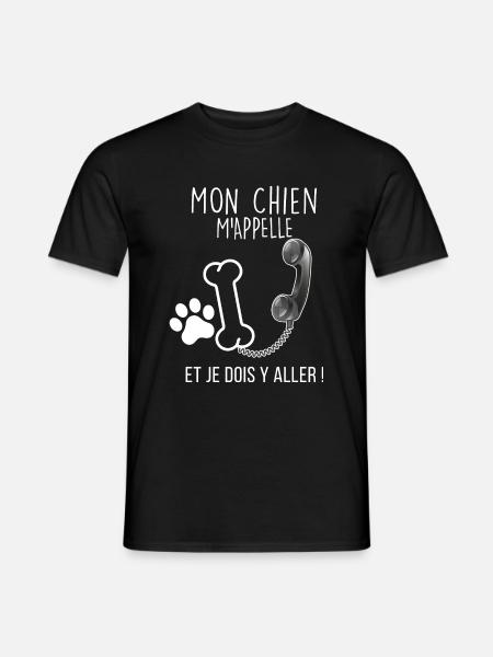 Citation Drôle Chien Appelle Au Téléphone - T-shirt homme - noir