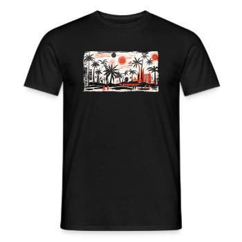 Île futuriste aux teintes ardentes - T-shirt homme - noir - Devant - AI Model Male 178 light (178cm)