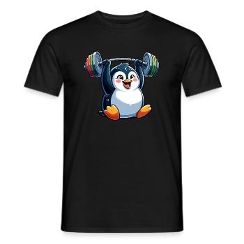 Pingouin avec haltère : entraînement physique - T-shirt homme - noir - Devant - AI Model Male 178 light (178cm)