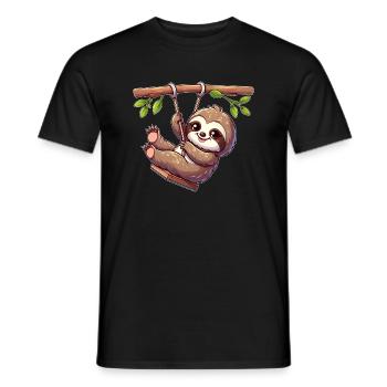 Drôle paresseux balançoire aire de jeux dessin animé Spa - T-shirt homme - noir - Devant - AI Model Male 178 light (178cm)