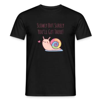 Süße Schnecke Regenbogenschale langsam aber sicher - Männer T-Shirt - Schwarz - Vorne - AI Model Male 178 light (178cm)