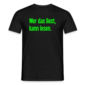 If you read this, you can read. - Men's T-Shirt - black - Front - AI Model Male 178 light (178cm)