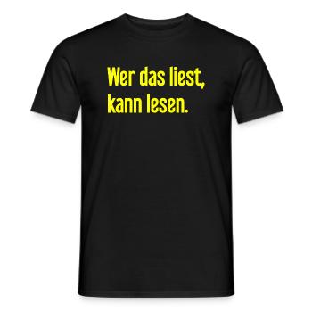 If you read this, you can read. - Men's T-Shirt - black - Front - AI Model Male 178 light (178cm)