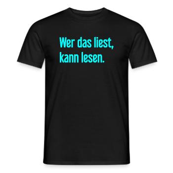 If you read this, you can read. - Men's T-Shirt - black - Front - AI Model Male 178 light (178cm)