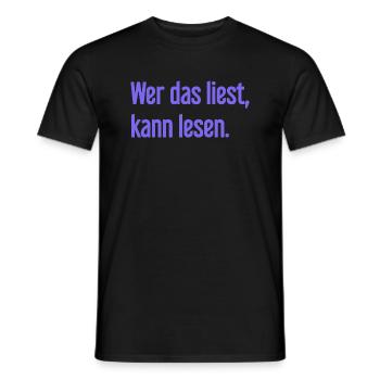 If you read this, you can read. - Men's T-Shirt - black - Front - AI Model Male 178 light (178cm)