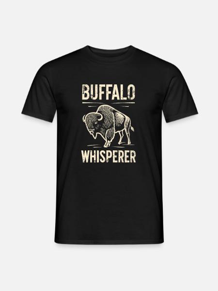 Buffalo Whisperer - Männer T-Shirt - Schwarz