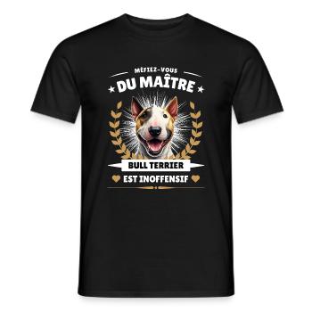 Méfiez-vous du maître, le Bull est inoffensif! - T-shirt homme - noir - Devant - AI Model Male 178 light (178cm)