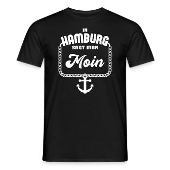 À Hambourg, on dit moin - rengaine de la ville hanséatique - T-shirt homme - noir - Devant - AI Model Male 178 light (178cm)