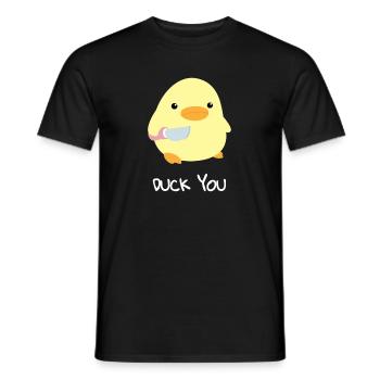 Duck you duck with knife meme funny saying - Men's T-Shirt - black - Front - AI Model Male 178 light (178cm)