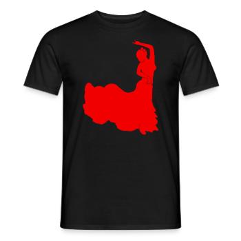 Spanische Flamenco-Tänzerin rotes Salsa-Kleid - Männer T-Shirt - Schwarz - Vorne - AI Model Male 178 light (178cm)