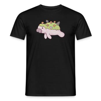 Cute Manatee With Moss And Fungi Back - Men's T-Shirt - black - Front - AI Model Male 178 light (178cm)