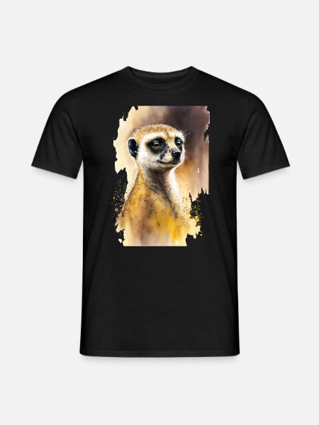 Cute meerkat watercolors - Men's T-Shirt - black