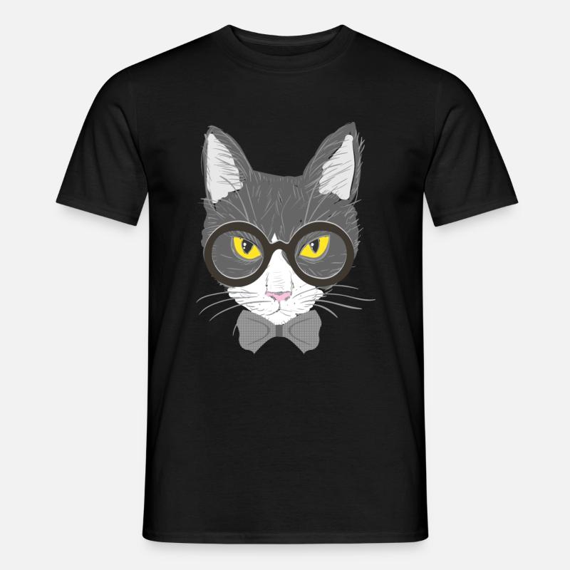 Katzengesicht - Männer T-Shirt - Schwarz
