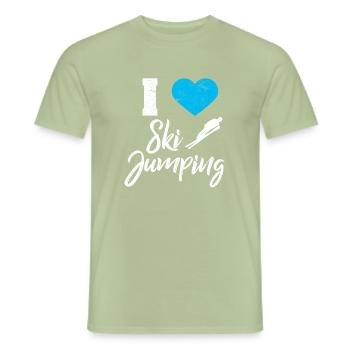 saut à ski - T-shirt homme - vert sauge - Devant - AI Model Male 178 light (178cm)