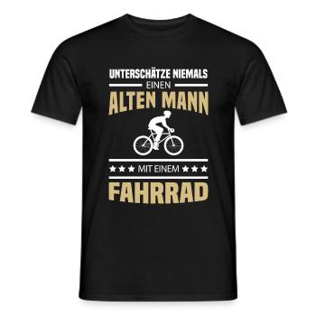 Alter Mann mit einem Fahrrad - Männer T-Shirt - Schwarz - Vorne - AI Model Male 178 light (178cm)