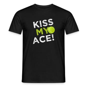KISS MY ACE - Tennis serve - Tennis Training - Men's T-Shirt - black - Front - AI Model Male 178 light (178cm)