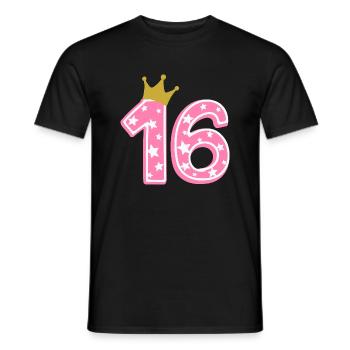 16 Krone 16th birthday 16 years - Men's T-Shirt - black - Front - AI Model Male 178 light (178cm)