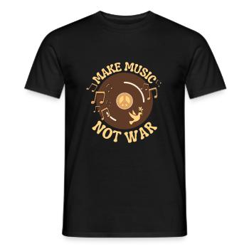 Make Music Not War. Vinyl Schallplatte und Peace - Männer T-Shirt - Schwarz - Vorne - AI Model Male 178 light (178cm)