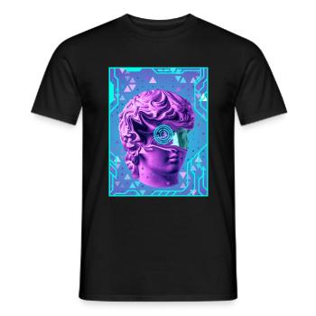 Futuristic Shirt Digital Art Gift for Friend 80s - Men's T-Shirt - black - Front - AI Model Male 178 light (178cm)