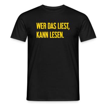 If you read this, you can read. - Men's T-Shirt - black - Front - AI Model Male 178 light (178cm)