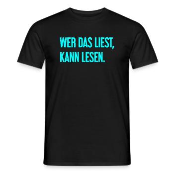 If you read this, you can read. - Men's T-Shirt - black - Front - AI Model Male 178 light (178cm)