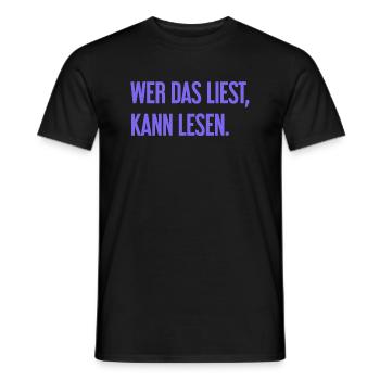 If you read this, you can read. - Men's T-Shirt - black - Front - AI Model Male 178 light (178cm)