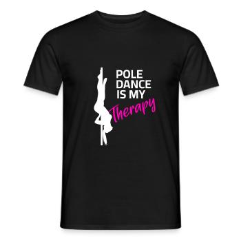 Pole Dance is my Therapy - Dancing Hobby - Men's T-Shirt - black - Front - AI Model Male 178 light (178cm)