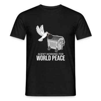 Agent working for World Peace - Dove of Peace - Men's T-Shirt - black - Front - AI Model Male 178 light (178cm)