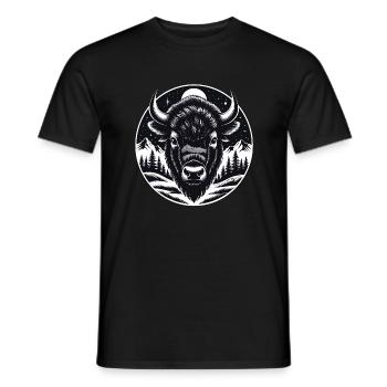 Bison portrait proud bison bull - Men's T-Shirt - black - Front - AI Model Male 178 light (178cm)
