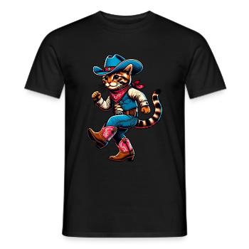 Line Dance Western Cowboy Katze - Männer T-Shirt - Schwarz - Vorne - AI Model Male 178 light (178cm)