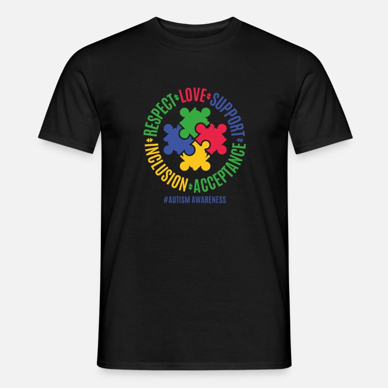 Respect Love Support Autism Awareness Month - T-shirt herr - svart