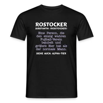 Fußball - Rostocker Substantiv = ALPHATIER - Männer T-Shirt - Schwarz - Vorne - AI Model Male 178 light (178cm)