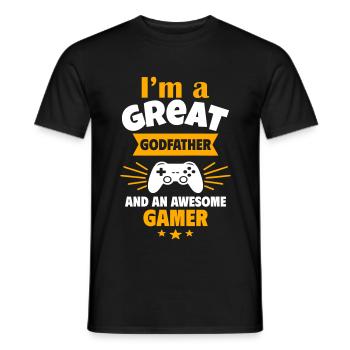 Great Godfather & Awesome Gamer Geek Gaming - Men's T-Shirt - black - Front - AI Model Male 178 light (178cm)
